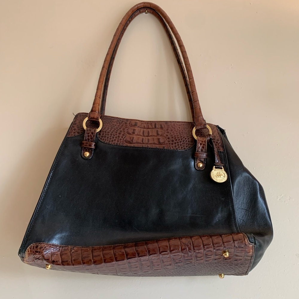Brahmin Handbag Purse Women Accessories Brown Black Medium Crocodile Leather